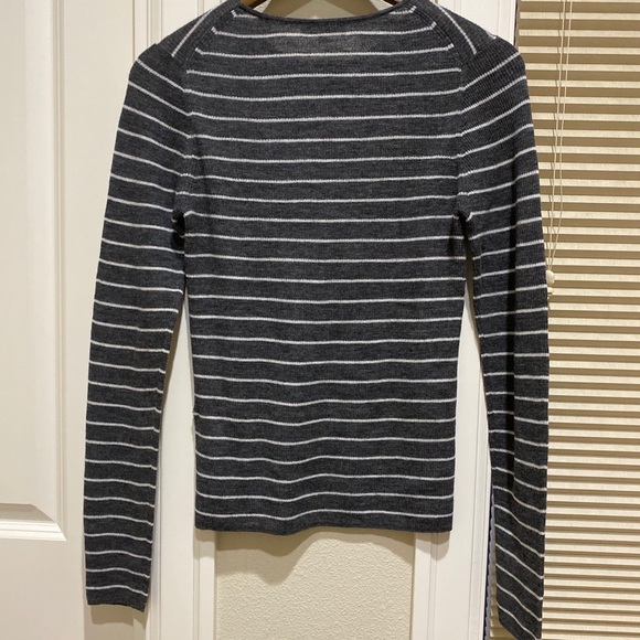 NWT Vince Long-Sleeve Stripe Ribbed Crewneck Top-M - Picture 4 of 7